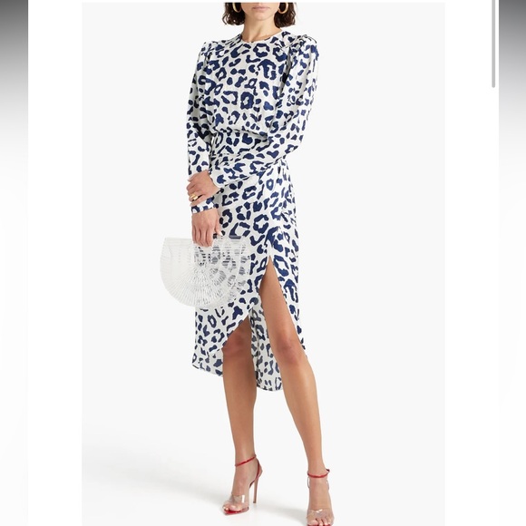 RONNY KOBO Jade leopard-print satin-jacquard midi dress - Picture 2 of 16